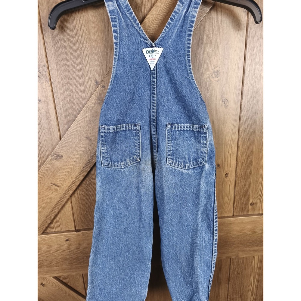 Vintage OshKosh Bgosh Denim Overalls Made in USA Vestbak Blue Cotton Size 4T - Picture 2 of 7